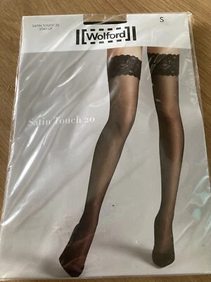 £20 • Buy Wolford Satin Touch 20 Stay-Ups, High Gloss, Luxury Shine Thigh High Black