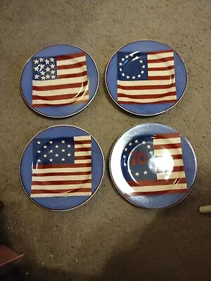 4 Brandon House  Spirit Of The Flag  Ceramic Salad/Dessert Plates Warren Kimble  • $24.42