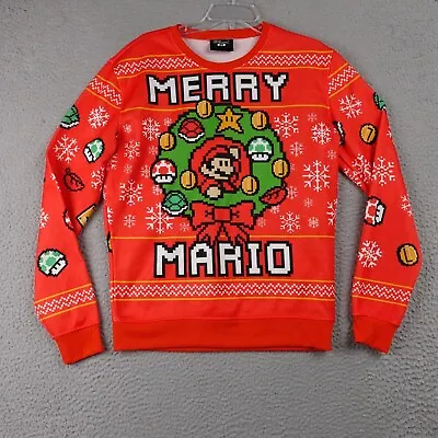 Official Nintendo ThinkGeek Sz Medium Merry Mario Ugly Christmas Sweater Mens M • $19.33