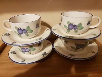£7.99 • Buy New 4 X Royal Doulton Everyday Blueberry Teacups & Saucers