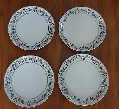 $5 • Buy 4 Kutani China 10 1/2  Dinner Plates Silver W/ Wheat  Japan