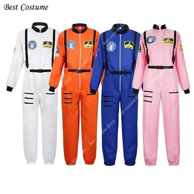 Astronaut Adults Space Suit Men Women Couple Costumes Role Play Carnival Zipper • $49.73