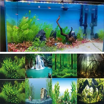 $18.34 • Buy 1X HD Fish Tank Background Sticker 3D Landscape Poster Aquarium Decor Sticker