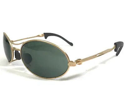 Vintage Bausch And Lomb Ray-Ban Sunglasses Ellipse Orbs Matte Gold Green Lenses • $199.99