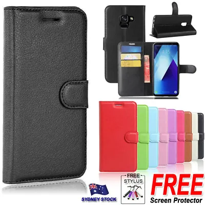 For Samsung Galaxy A8 (2018) Premium PU Leather Wallet Flip Phone Case Cover • $7.99