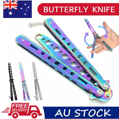 Rainbow Butterfly Knife Metal Folding Practice Trainer Training Tool Unsharpened • $8.60