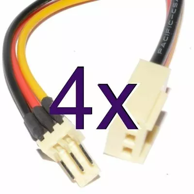 [4 Pack] 30cm 3 Pin Fan Male Plug To Female Socket Power Extension Cable [006341 • £5.60