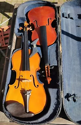 Twin Coffin Case For A Pair Of Violins Wooden Case In Need Restorations  • £120