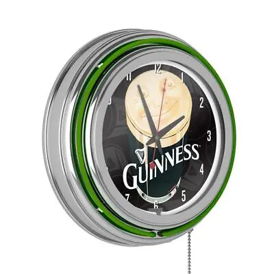 Guinness Green Smiling Pint Lighted Analog Neon Clock • $151.71