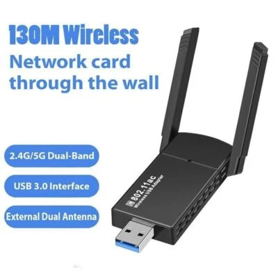 $24.99 • Buy 5Ghz Wireless Network Dongle USB 3.0 WiFi Adapter 1300Mbps Long Range Dual Band
