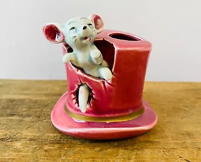 Vintage 60’s Mouse In Hat Ceramic Toothpick Holder Made In Japan 2.5” • $7.80