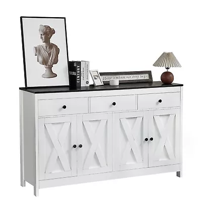 Redlife Cabinet Kitchen Sideboard Buffet Cabinet With Barn Door Farmhouse White • $141.99
