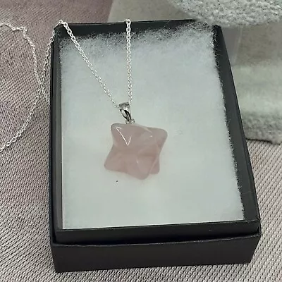 £15.45 • Buy Merkaba Sterling Silver 925 Pendant Rose Quartz- Unconditional Love- Gift Box