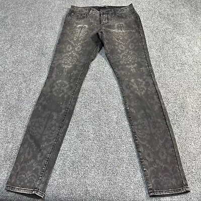 Else Jeans Womens 25 Charcoal Paisley Denim Cotton Blend Skinny Mid Rise Pocket • $24.99