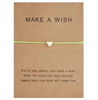Make A Wish Heart Bracelet Gift Girlfriend Mum Sister Green • £1.69
