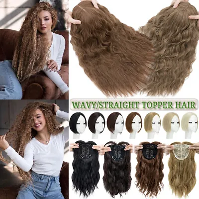 Women Topper Clip In 100% Real As Human Hair Top Piece Toupee Bangs Extensions • £13.49