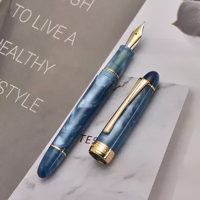 Kaigelu 356 Blue Resin Fountain Pen Iridum EF/F/M Nib Golden Clip Office Ink Pen • $24.83