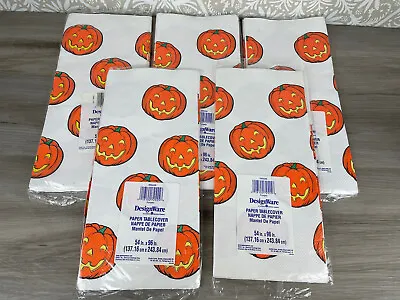 Lot Of 5 Vintage Halloween Paper Crepe Tablecloth Table Cover Pumpkin 96x54” • $15.99