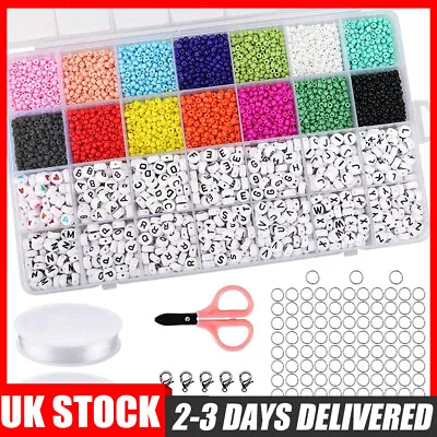 Bracelet Craft Make Own Beads Jewellery Making Set Box Kit For Kids DIY Gifts • £9.89