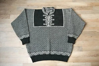 Dale Of Norway Vintage Ski Wool Sweater Traditional Folk Pattern Gray Pullover L • $85