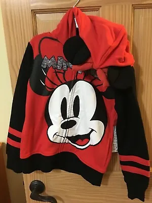 NWT Disney Store Minnie Mouse Hoodie Jacket Girl Sweatshirt Red Many Sizes • $22.27