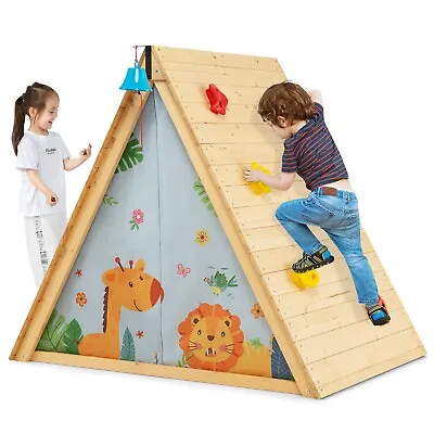 £109.99 • Buy 2-in-1 Children Climbing Frame Kids Wooden Playhouse With Front Bell Window
