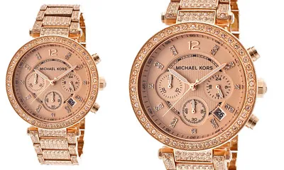 $147.99 • Buy Michael Kors Women's Uptown Glam Parker Chronograph Rose Gold Steel Watch MK5663