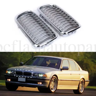 2x Front Kidney Grille Grill Chrome Hood For BMW E38 740i 740iL 4Dr 1999-2001 • $29.92