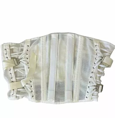 Vintage Bell-Horn Anatomical Support Fan Lacing Corset Girdle White Sz 38 • $51.39