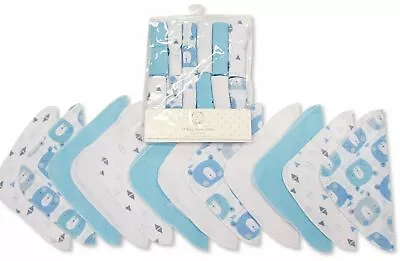 Baby Boy Wash Cloths Towel Flannel Bath Wipes Pack Of 12 Blue • £6.95