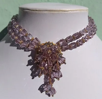 Haskell Style Vintage Purple Crystal Rhinestone Necklace Bracelet Earrings Set* • $485