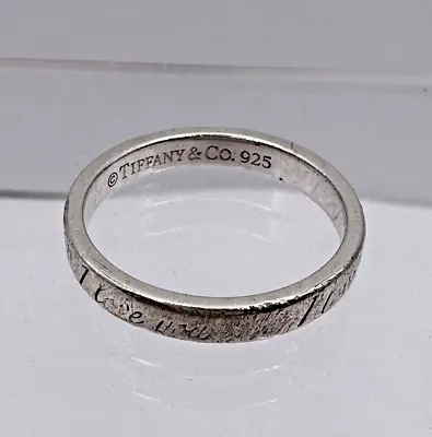 Tiffany & Co Sterling Silver Notes  I Love You  Narrow Band Ring Sz 5.5 [103 GCy • $99.99