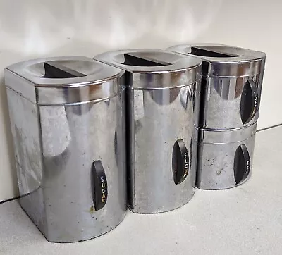 Vintage Mid Century Retro Kromex Chrome Kitchen Canisters Flour Sugar Coffee Tea • $25