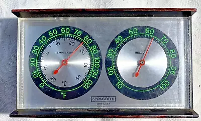 Vintage Springfield Thermometer Barometer Table Top Weather Station USA 5.5  • $12