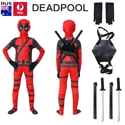 AU Book Week Superhero Deadpool Boys Kids Fancy Dress Costume Mask Cosplay Party • $48.90