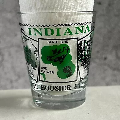 Vintage Shot Glass From Indiana The Hoosier State With Several Images Of State • $3.95