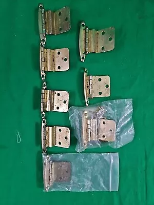 10 Vintage Polished Brass 3/8  Inset Self-Closing Cabinet Hinges  • $13.99