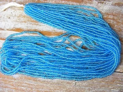 Vintage Aqua Blue Glass Seed Beads Czechoslovakia - 2 Hanks • $14.99