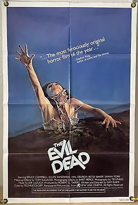 The Evil Dead Ff Original One Sheet Movie Poster Sam Raimi Bruce Campbell (1983) • $850