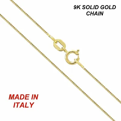$189 • Buy Genuine Brand New 9K Fine Thin Box Italian Yellow Gold Chain Necklace 45-80 Cm