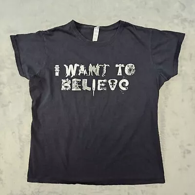 X-Files I Want To Believe T-Shirt Women's XL * Black Short Sleeve Graphic • $10