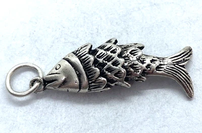£12 • Buy Vintage Sterling Silver Bracelet Charm Pendant Articulating Fish Nice Details
