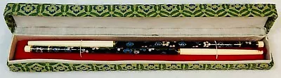 New Vintage Cloisonne Chinese Chopsticks Floral Enamel With Box Green 8.5  • $19.50