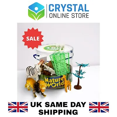 £9.25 • Buy 18 Pieces Tub Of Museum Quality Toy Model Jungle Wild Animals Authentic Details.