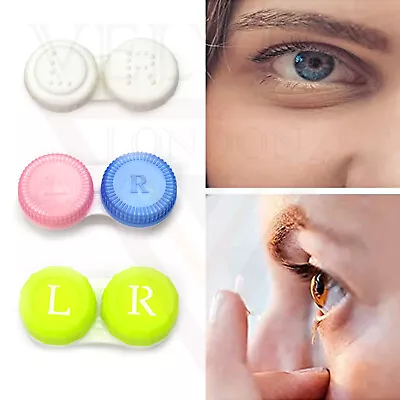 £3.45 • Buy Lens Container Left Right Eyes Contact Lens Holder Storage Box Travel Sets