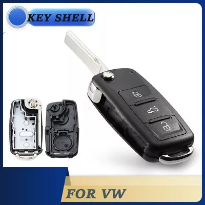 Folding Remote Flip Key Case Shell Fob For Volkswagen VW Beetle Caddy Eos Golf • $10.15