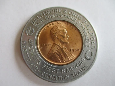 $19.95 • Buy 1933 Encased Cent Century Of Progress B & O Railroad