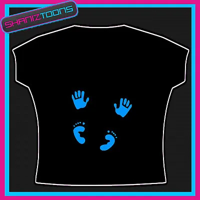 Mum To Be Baby Hands Feet Boy Blue Print Tshirt • £9.49