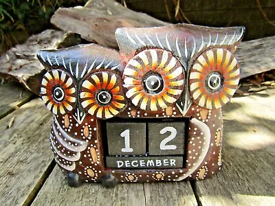 £12.99 • Buy Fair Trade Hand Made Wooden Owl House Kitchen Desk Work Perpetual Calendar
