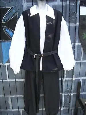 Mens Pirate Renaissance Peasant Costume Shirt Vest Pants 3 Piece - Medium • $83